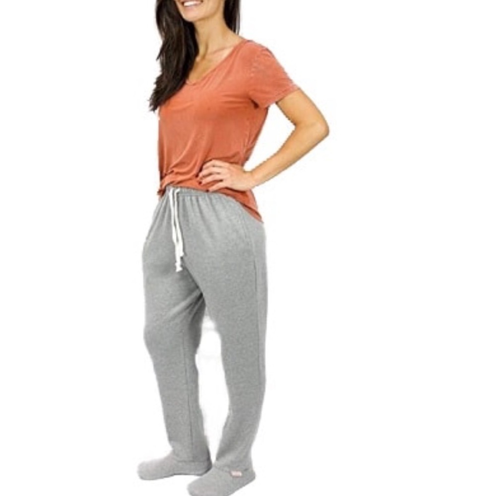 Feejays Pajama Pants Unisex Gray Footies Sleepwear Sweatpants‎